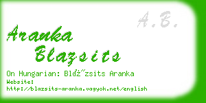 aranka blazsits business card